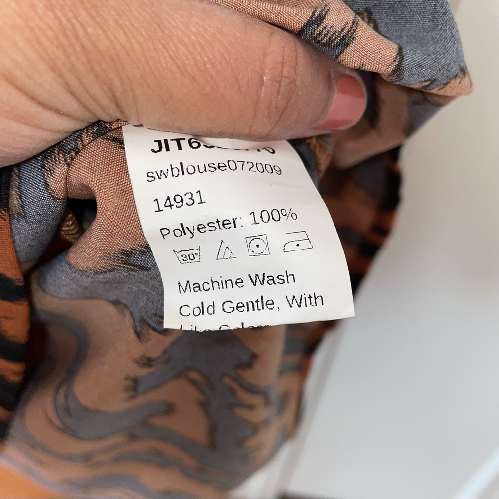 Rust Animal Print Mock Neck Blouse - Picture 4 of 5